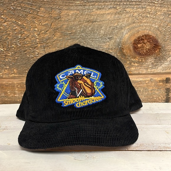 Vintage Joe Camel cigarettes SnapBack corduroy hat Streetwear trucker cap y2k 90 - Picture 1 of 8